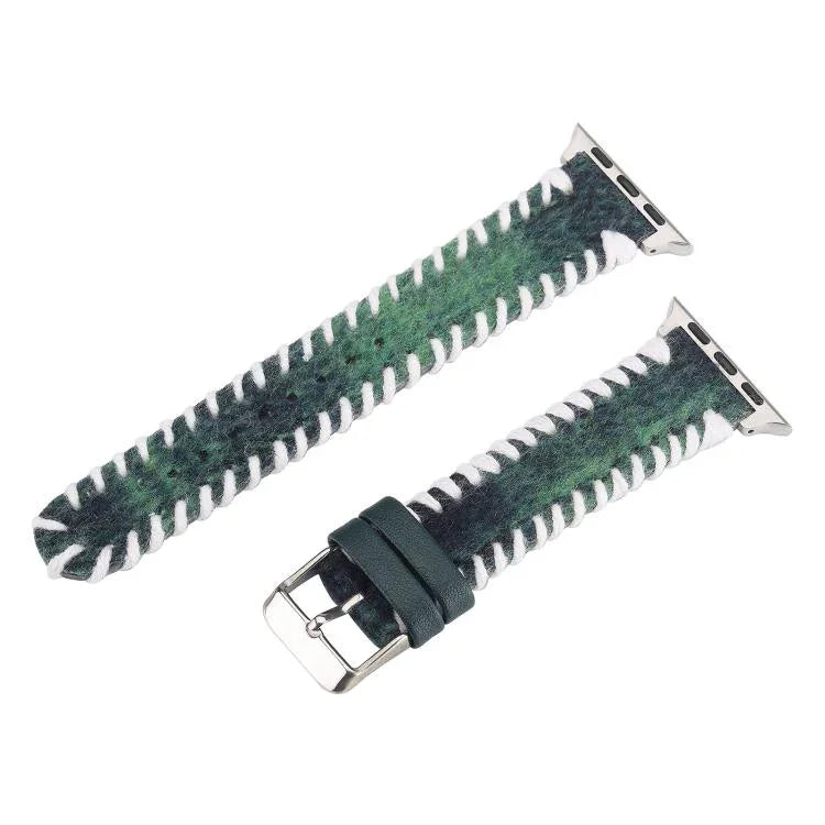 Correia de Relógio em Pele Genuína de Lã com Costura Retro, Para Apple Watch 46mm / 49mm / 45mm / 44mm, Para Apple Watch 42mm / 41mm / 40mm / 38mm