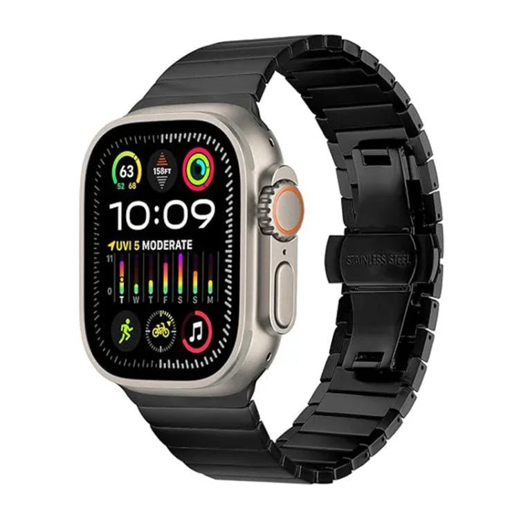 Correia de Relógio em Liga de Titânio com Fivela Borboleta e Uma Conta, Para Apple Watch 46mm / 49mm / 45mm / 44mm