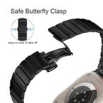 Correia de Relógio em Liga de Titânio com Fivela Borboleta e Uma Conta, Para Apple Watch 46mm / 49mm / 45mm / 44mm