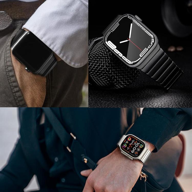 Correia de Relógio em Liga de Titânio com Fivela Borboleta e Uma Conta, Para Apple Watch 46mm / 49mm / 45mm / 44mm
