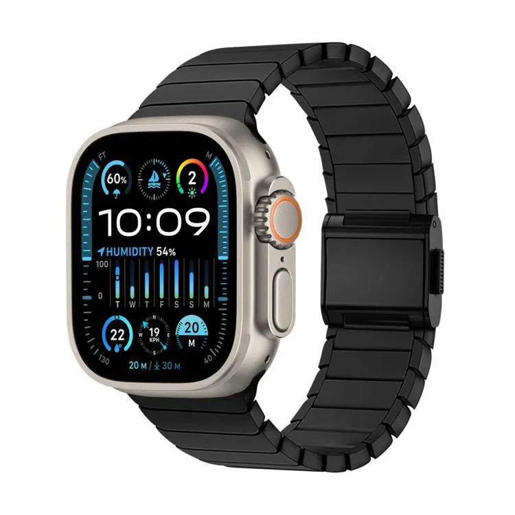 Correia de Relógio em Titânio Puro com Fivela Norman de Bambu, Para Apple Watch 46mm / 49mm / 45mm / 44mm