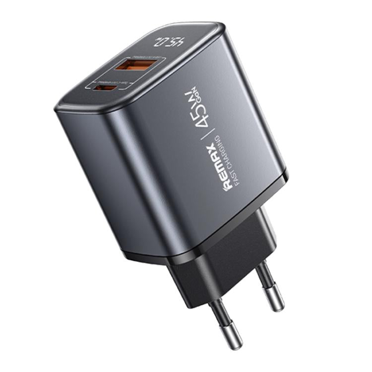 Carregador Rápido REMAX U2-AC 45W USB e Type-C GaN com Ecrã Digital, Ficha UE, Ficha UK