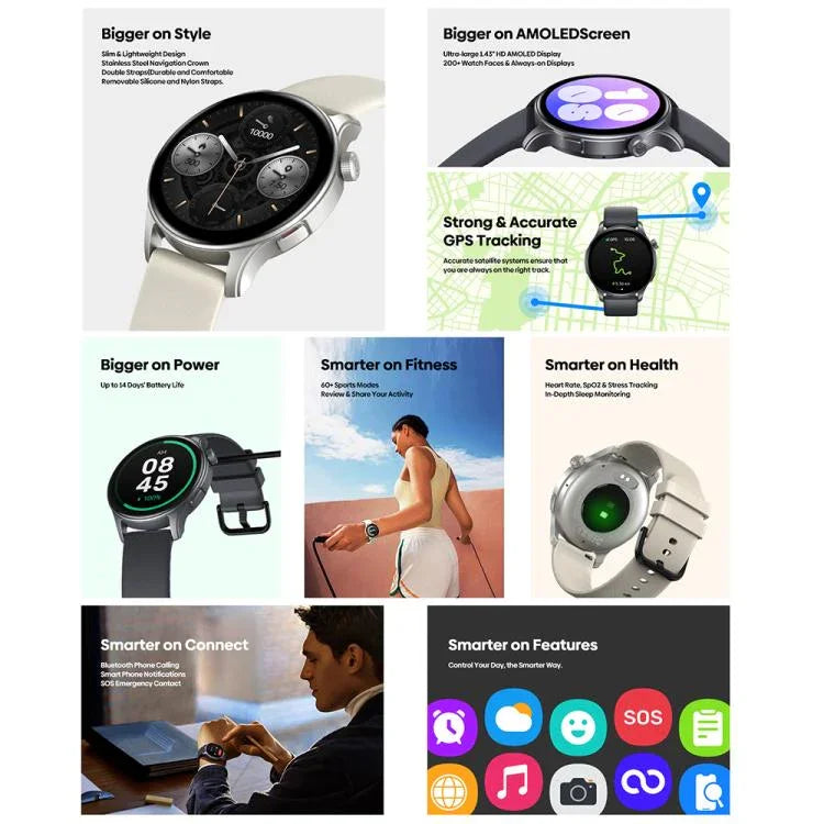 Zeblaze Btalk 3 GPS Ecrã AMOLED HD de 1,43 polegadas Relógio Inteligente de Saúde e Fitness, Suporta Chamadas Bluetooth