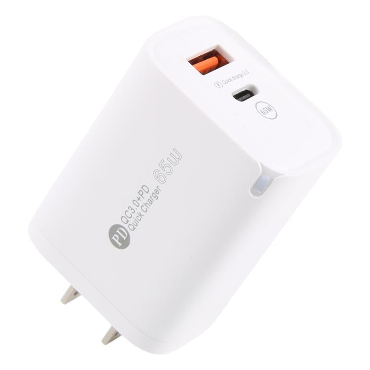Carregador Rápido AR-PD12 65W QC3.0 USB e USB-C / Type-C PD, Ficha EUA, Ficha EUA