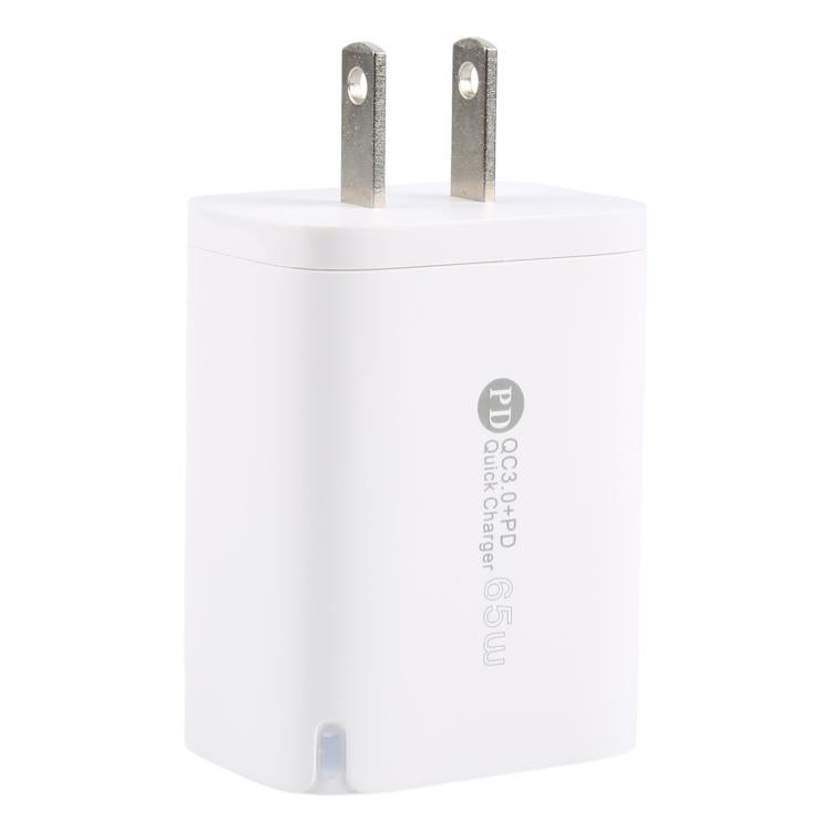 Carregador Rápido AR-PD12 65W QC3.0 USB e USB-C / Type-C PD, Ficha EUA, Ficha EUA