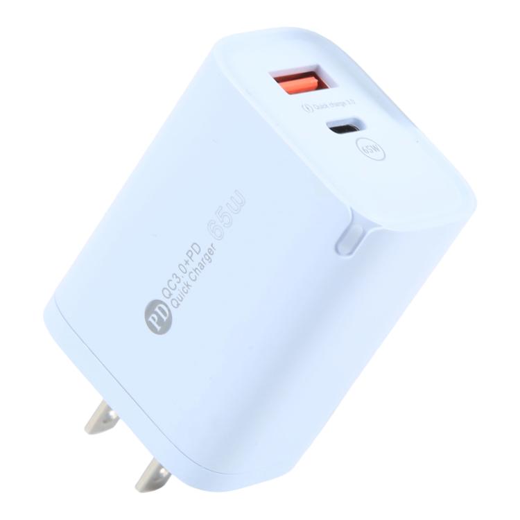 Carregador Rápido AR-PD12 65W QC3.0 USB e USB-C / Type-C PD, Ficha EUA, Ficha EUA