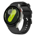 Correia de Relógio em Couro e Silicone com Fivela de Pino Prateada, Para Samsung Galaxy Watch 7 / 6 / 5 / 4