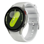 Correia de Relógio em Couro e Silicone com Fivela de Pino Prateada, Para Samsung Galaxy Watch 7 / 6 / 5 / 4