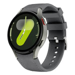 Correia de Relógio em Couro e Silicone com Fivela de Pino Prateada, Para Samsung Galaxy Watch 7 / 6 / 5 / 4