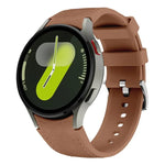 Correia de Relógio em Couro e Silicone com Fivela de Pino Prateada, Para Samsung Galaxy Watch 7 / 6 / 5 / 4