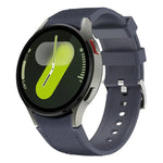 Correia de Relógio em Couro e Silicone com Fivela de Pino Prateada, Para Samsung Galaxy Watch 7 / 6 / 5 / 4