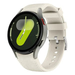 Correia de Relógio em Couro e Silicone com Fivela de Pino Prateada, Para Samsung Galaxy Watch 7 / 6 / 5 / 4