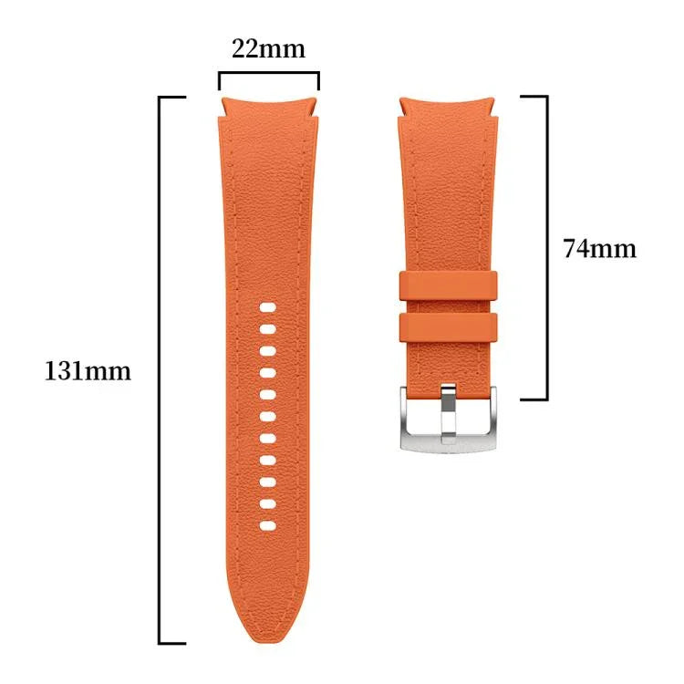Correia de Relógio em Couro e Silicone com Fivela de Pino Prateada, Para Samsung Galaxy Watch 7 / 6 / 5 / 4