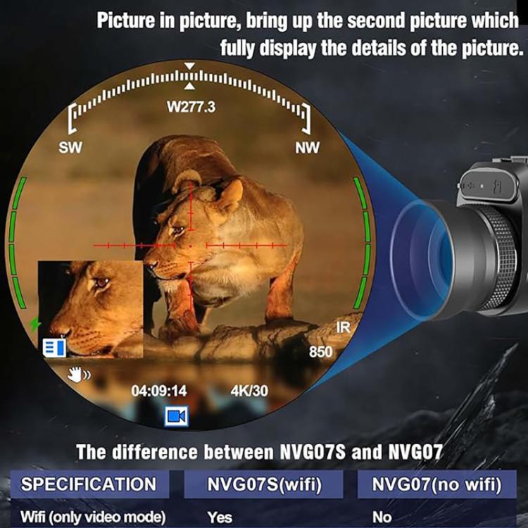 Dispositivo de Visão Noturna Infravermelha Montado na Cabeça NVG07S Exterior 4K Ecrã Redondo OLED de 1,39 polegadas