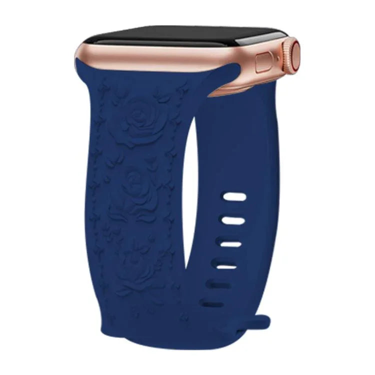Kalebol 8-shaped Buckle Rose Embossed Silicone Watch Band, For Apple Watch 46mm / 49mm / 45mm / 44mm, For Apple Watch 42mm / 41mm / 40mm / 38mm