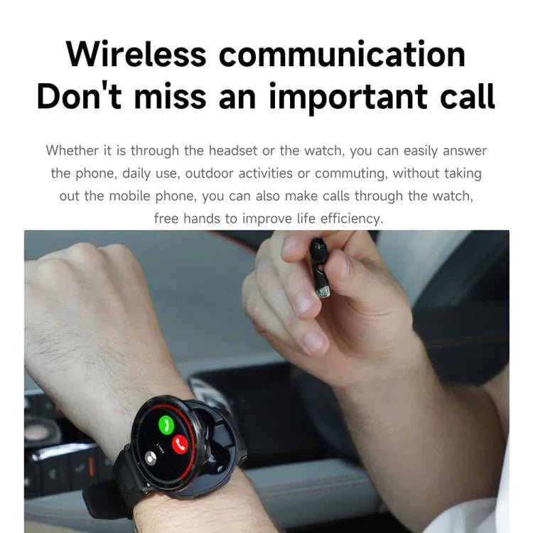 D11 Auricular Bluetooth 2 em 1 com Ecrã de 1,46 polegadas Relógio Inteligente, Suporta Chamadas Bluetooth / NFC / Frequência Cardíaca, D11 (Preto), D11 (Verde)