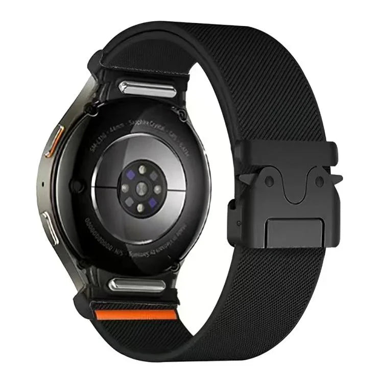 Pulseira de Relógio em Nylon Elástico com Fecho de Paracaídas e Conector de Botão, Para Samsung Galaxy Watch 7 / 6 / 5 / 4