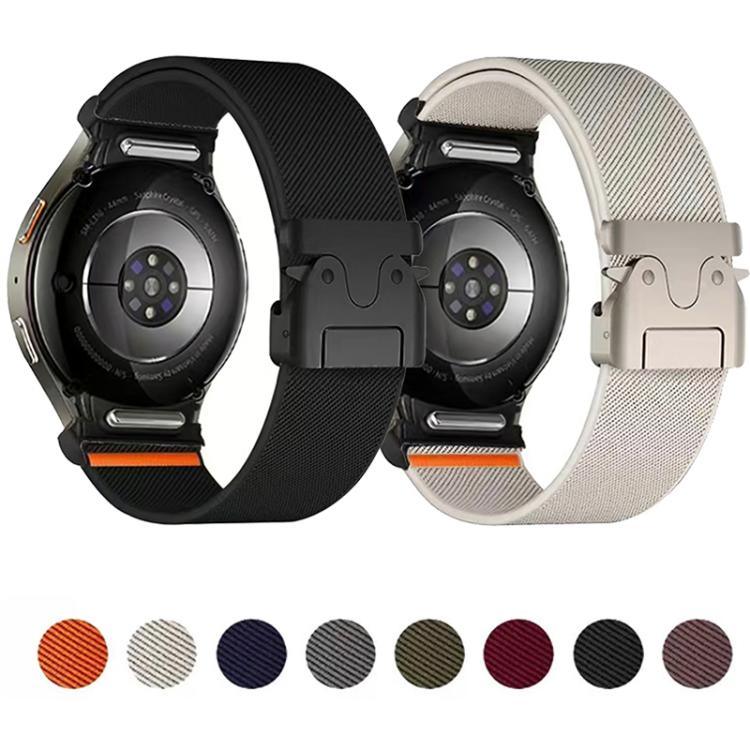 Pulseira de Relógio em Nylon Elástico com Fecho de Paracaídas e Conector de Botão, Para Samsung Galaxy Watch 7 / 6 / 5 / 4