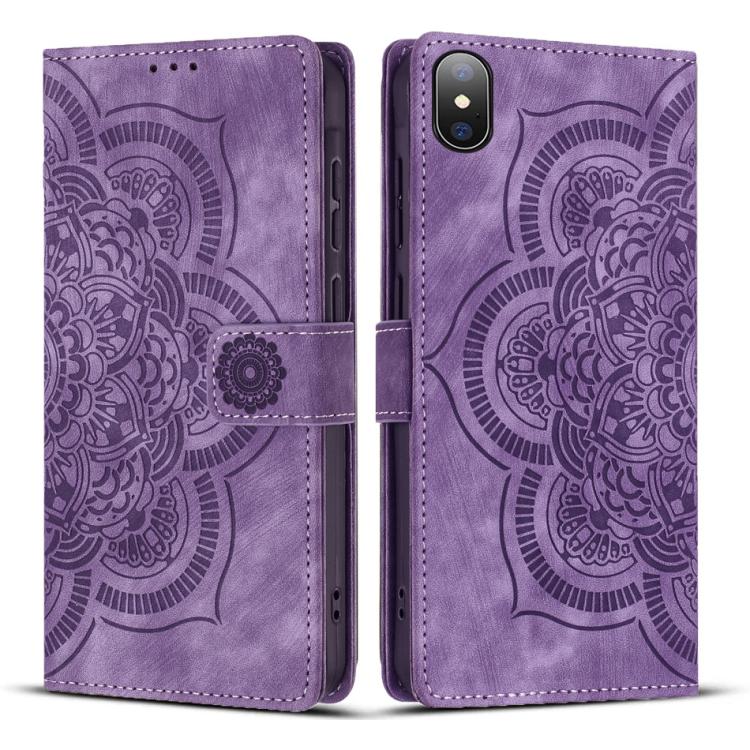 Capa de Telefone em Pele Fosca Retro com Mandala em Relevo, Para iPhone XR, Para iPhone XS Max, Para iPhone 7 Plus / 8 Plus