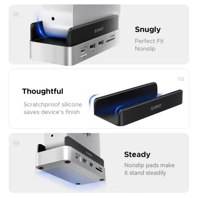 ORICO VSP10 Mini Dock Suporte Multi-funções de Expansão de Armazenamento de Secretária para Mac Mini 2024, 512GB, 1TB, 2TB, 4TB