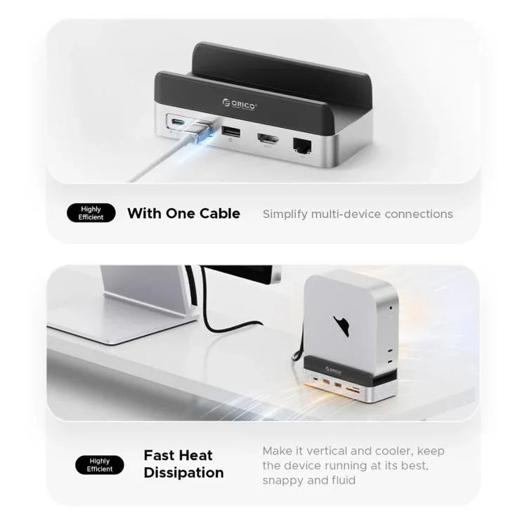 ORICO VSP10 Mini Dock Suporte Multi-funções de Expansão de Armazenamento de Secretária para Mac Mini 2024, 512GB, 1TB, 2TB, 4TB