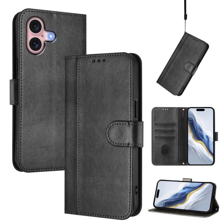 Capa de Telemóvel Retro em Pele com Fivela e Costura em Linhas, Para iPhone 16 Pro, Para iPhone 16 Plus, Para iPhone 16, Para iPhone 15 Pro Max, Para iPhone 15 Pro, Para iPhone 15 Plus