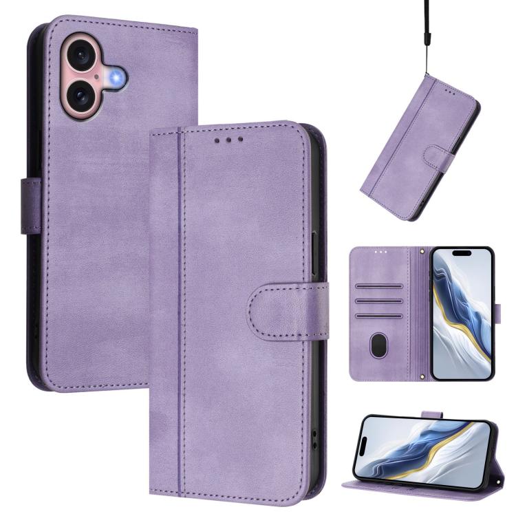 Capa de Telemóvel Retro em Pele com Fivela e Costura em Linhas, Para iPhone 16 Pro, Para iPhone 16 Plus, Para iPhone 16, Para iPhone 15 Pro Max, Para iPhone 15 Pro, Para iPhone 15 Plus
