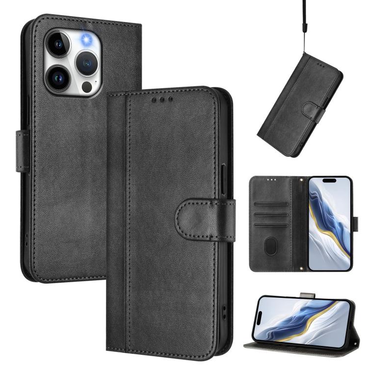 Capa de Telemóvel Retro em Pele com Fivela e Costura em Linhas, Para iPhone 16 Pro, Para iPhone 16 Plus, Para iPhone 16, Para iPhone 15 Pro Max, Para iPhone 15 Pro, Para iPhone 15 Plus