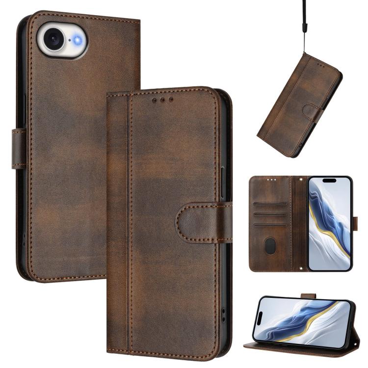 Capa de Telefone Retro em Pele com Fivela de Costura em Linha, Para iPhone 17e / 16e, Para iPhone 17 Pro Max, Para iPhone 17 Pro, Para iPhone 17, Para iPhone Air, Para iPhone 16 Pro Max