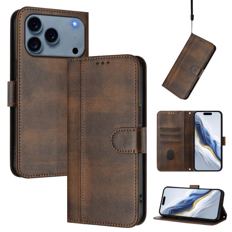 Capa de Telefone Retro em Pele com Fivela de Costura em Linha, Para iPhone 17e / 16e, Para iPhone 17 Pro Max, Para iPhone 17 Pro, Para iPhone 17, Para iPhone Air, Para iPhone 16 Pro Max