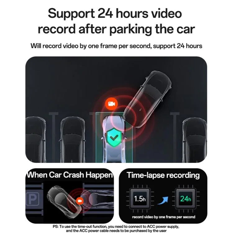 Yesido KM22 Câmara Dupla HD 1K Gravador de Condução para Carro com Ecrã de 1.47 polegadas, KM22