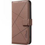 Capa de Telefone em Pele com Padrão Geométrico e RFID, Para iPhone 6 / 7 / 8 / SE, Para iPhone 13 Pro Max, Para iPhone 13 Pro, Para iPhone 12 / 12 Pro, Para iPhone 12 Pro Max, Para iPhone 11 Pro Max, Para iPhone 11, Para iPhone 11 Pro