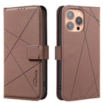 Capa de Telefone em Pele com Padrão Geométrico e RFID, Para iPhone 6 / 7 / 8 / SE, Para iPhone 13 Pro Max, Para iPhone 13 Pro, Para iPhone 12 / 12 Pro, Para iPhone 12 Pro Max, Para iPhone 11 Pro Max, Para iPhone 11, Para iPhone 11 Pro