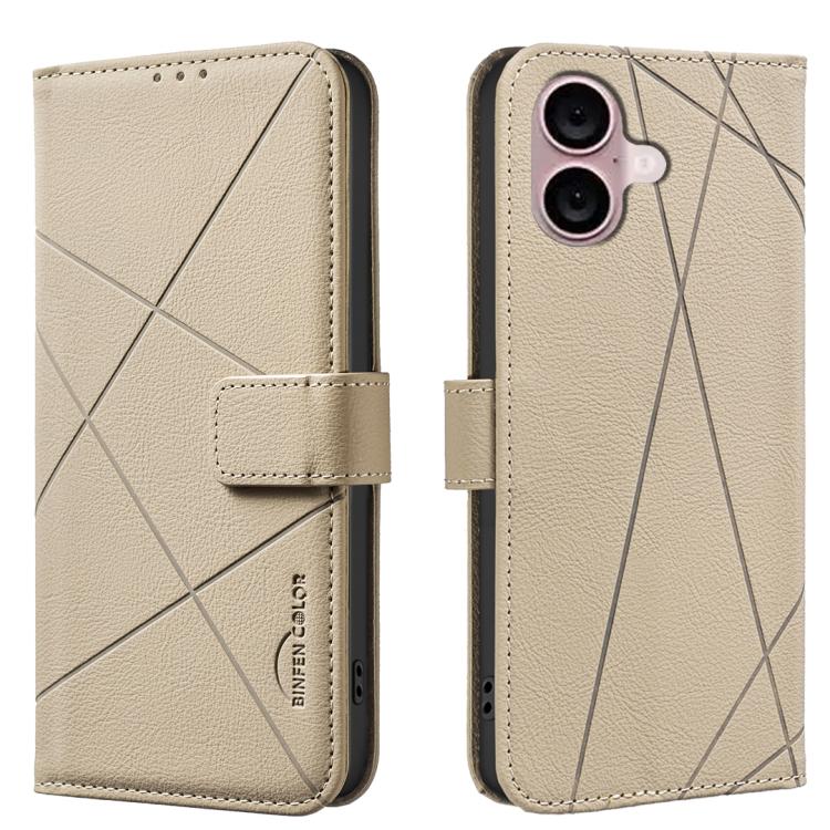 Capa de Telefone em Pele com Padrão Geométrico e RFID, Para iPhone 16e / 17e, Para iPhone 17 Pro Max, Para iPhone 17 Pro, Para iPhone 17, Para iPhone Air, Para iPhone 16 Pro Max, Para iPhone 16 Pro, Para iPhone 16 Plus
