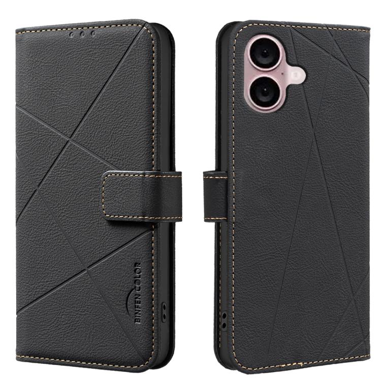 Capa de Telefone em Pele com Padrão Geométrico e RFID, Para iPhone 16e / 17e, Para iPhone 17 Pro Max, Para iPhone 17 Pro, Para iPhone 17, Para iPhone Air, Para iPhone 16 Pro Max, Para iPhone 16 Pro, Para iPhone 16 Plus