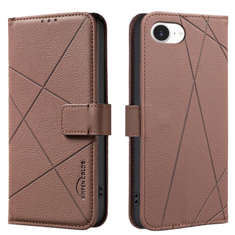Capa de Telefone em Pele com Padrão Geométrico e RFID, Para iPhone 16e / 17e, Para iPhone 17 Pro Max, Para iPhone 17 Pro, Para iPhone 17, Para iPhone Air, Para iPhone 16 Pro Max, Para iPhone 16 Pro, Para iPhone 16 Plus