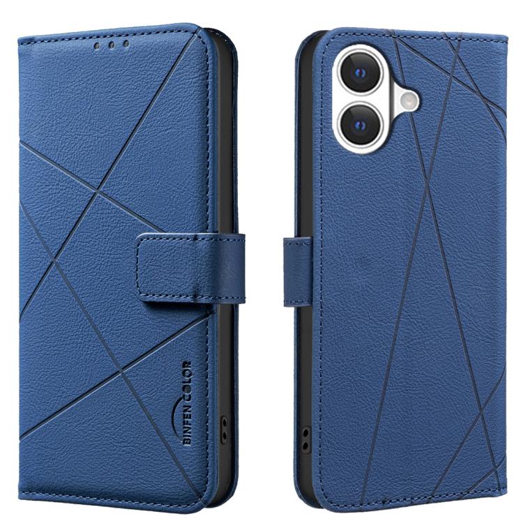 Capa de Telefone em Pele com Padrão Geométrico e RFID, Para iPhone 16e / 17e, Para iPhone 17 Pro Max, Para iPhone 17 Pro, Para iPhone 17, Para iPhone Air, Para iPhone 16 Pro Max, Para iPhone 16 Pro, Para iPhone 16 Plus