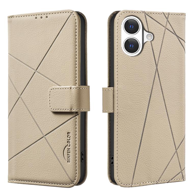 Capa de Telefone em Pele com Padrão Geométrico e RFID, Para iPhone 16e / 17e, Para iPhone 17 Pro Max, Para iPhone 17 Pro, Para iPhone 17, Para iPhone Air, Para iPhone 16 Pro Max, Para iPhone 16 Pro, Para iPhone 16 Plus