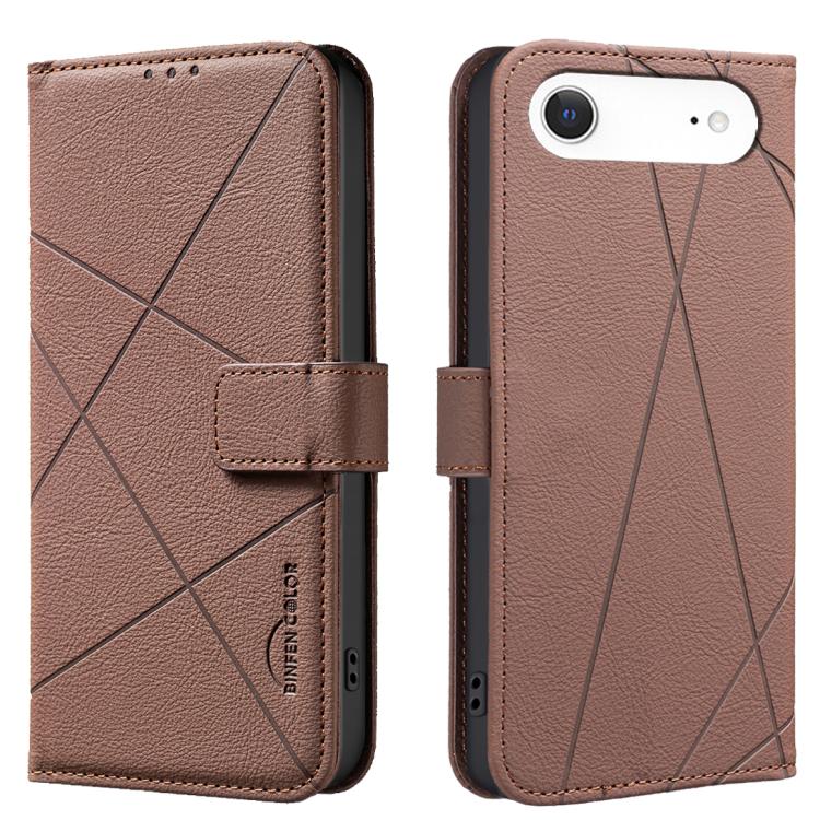 Capa de Telefone em Pele com Padrão Geométrico e RFID, Para iPhone 16e / 17e, Para iPhone 17 Pro Max, Para iPhone 17 Pro, Para iPhone 17, Para iPhone Air, Para iPhone 16 Pro Max, Para iPhone 16 Pro, Para iPhone 16 Plus