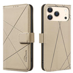 Capa de Telefone em Pele com Padrão Geométrico e RFID, Para iPhone 16e / 17e, Para iPhone 17 Pro Max, Para iPhone 17 Pro, Para iPhone 17, Para iPhone Air, Para iPhone 16 Pro Max, Para iPhone 16 Pro, Para iPhone 16 Plus