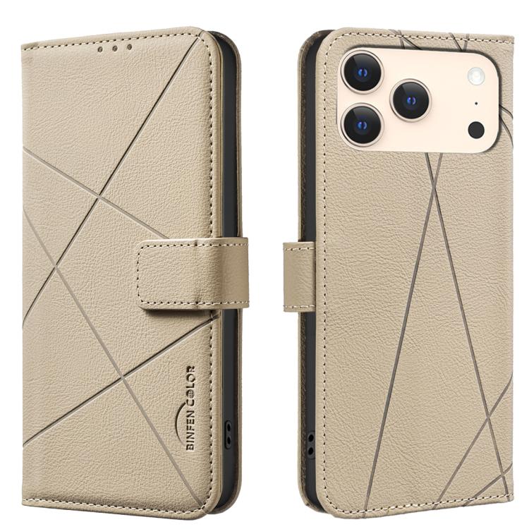 Capa de Telefone em Pele com Padrão Geométrico e RFID, Para iPhone 16e / 17e, Para iPhone 17 Pro Max, Para iPhone 17 Pro, Para iPhone 17, Para iPhone Air, Para iPhone 16 Pro Max, Para iPhone 16 Pro, Para iPhone 16 Plus