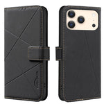 Capa de Telefone em Pele com Padrão Geométrico e RFID, Para iPhone 16e / 17e, Para iPhone 17 Pro Max, Para iPhone 17 Pro, Para iPhone 17, Para iPhone Air, Para iPhone 16 Pro Max, Para iPhone 16 Pro, Para iPhone 16 Plus
