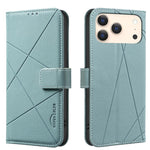 Capa de Telefone em Pele com Padrão Geométrico e RFID, Para iPhone 16e / 17e, Para iPhone 17 Pro Max, Para iPhone 17 Pro, Para iPhone 17, Para iPhone Air, Para iPhone 16 Pro Max, Para iPhone 16 Pro, Para iPhone 16 Plus
