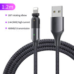 Cabo de Carregamento USB 2.4A para 8 Pinos com Cotovelo Giratório a 180 Graus, 1.2m 8 Pinos, 2m 8 Pinos