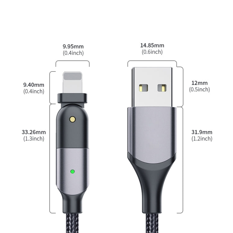 Cabo de Carregamento USB 2.4A para 8 Pinos com Cotovelo Giratório a 180 Graus, 1.2m 8 Pinos, 2m 8 Pinos