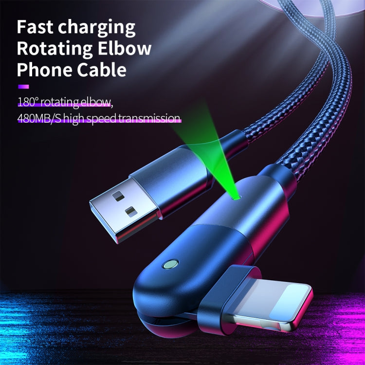 Cabo de Carregamento USB 2.4A para 8 Pinos com Cotovelo Giratório a 180 Graus, 1.2m 8 Pinos, 2m 8 Pinos