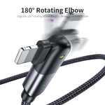 Cabo de Carregamento USB 2.4A para 8 Pinos com Cotovelo Giratório a 180 Graus, 1.2m 8 Pinos, 2m 8 Pinos