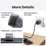 USAMS CC306 T66 Carregador Rápido GaN 45W Dual USB-C / Type-C, Ficha US, CC306