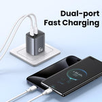 USAMS CC306 T66 Carregador Rápido GaN 45W Dual USB-C / Type-C, Ficha US, CC306