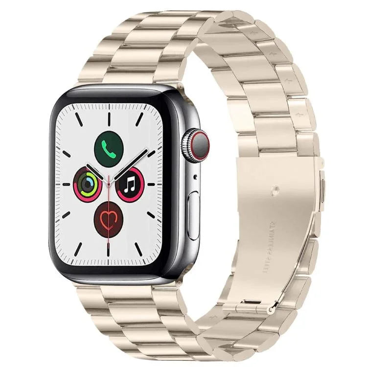 Pulseira de Aço Inoxidável com Fivela Dobrada e Três Contas xDfind, para Apple Watch 46mm / 49mm / 45mm / 44mm, para Apple Watch 42mm / 41mm / 40mm / 38mm